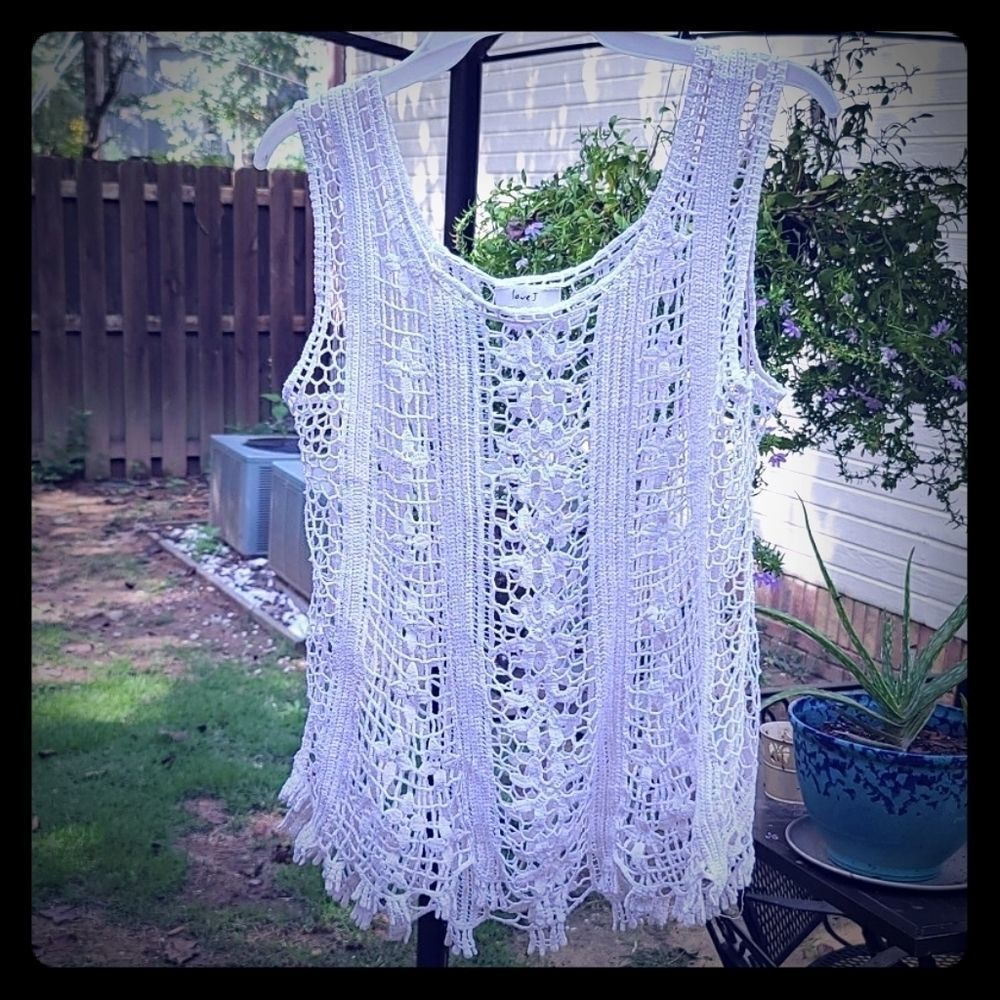 Love J White/cream Crochet Tank Top